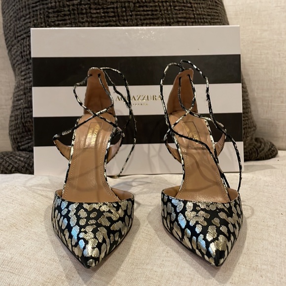 Aquazzura Very Matilda Pump Cheetah Metal Jacquard/Suede - Picture 6 of 6